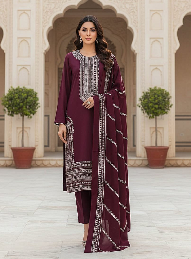 Chamki Wool  2 head embroidered 3pcs