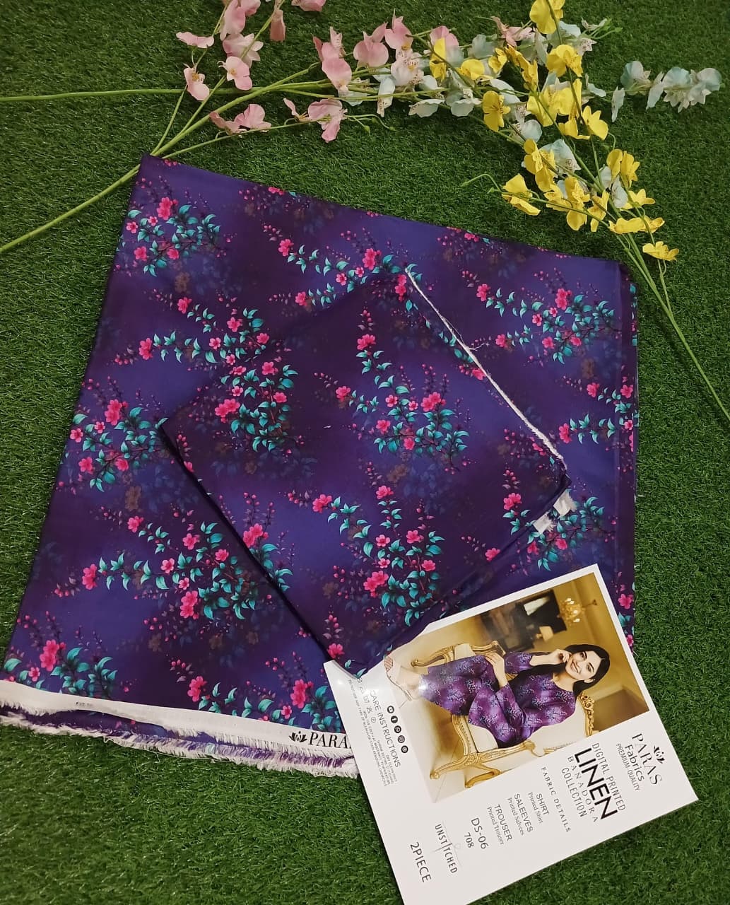 Premium Quality digital printed Linen Banadora 2 -Pc Unstitched .