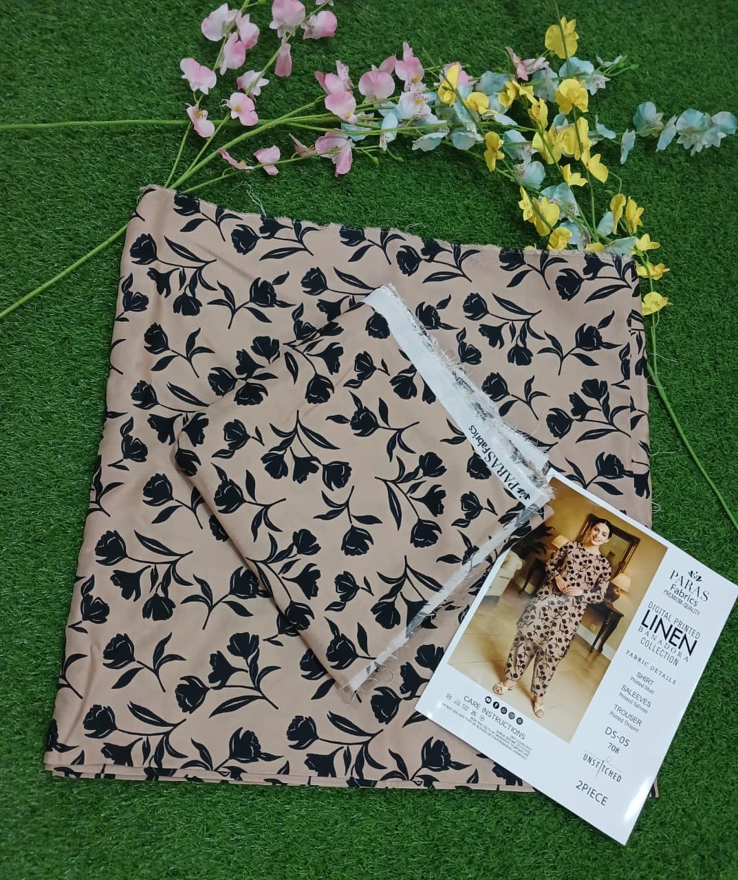 Premium Quality digital printed Linen Banadora 2 -Pc Unstitched .