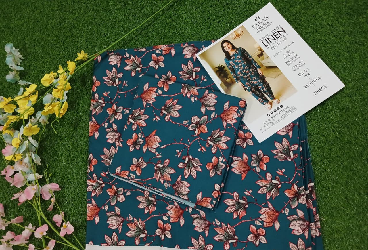 Premium Quality digital printed Linen Banadora 2 -Pc Unstitched .