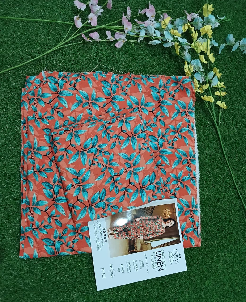 Premium Quality digital printed Linen Banadora 2 -Pc Unstitched .