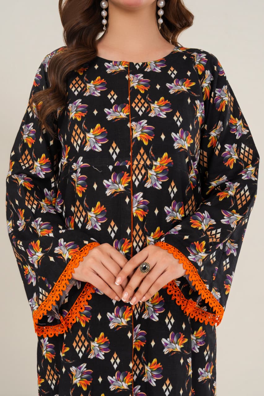 Raven Black, Khaddar 3 Pc Unstitched Air Jet Quality.