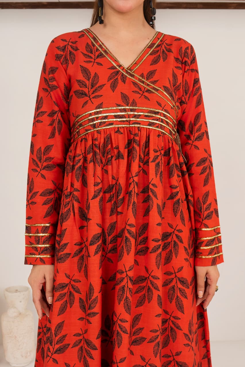 Molten Copper, Khaddar 3 Pc Unstitched Air Jet Quality.