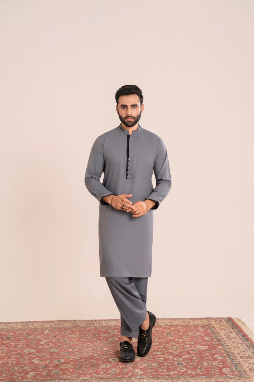 Moonstone Grey Wash and Wear fabric Stiched Men’s Shalwar Kameez. Collection”.