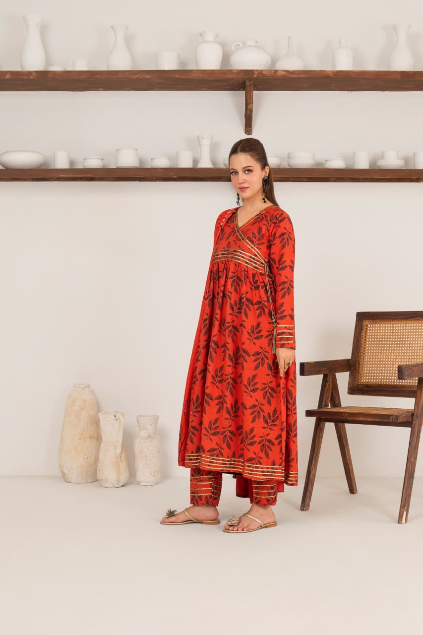 Molten Copper, Khaddar 3 Pc Unstitched Air Jet Quality.