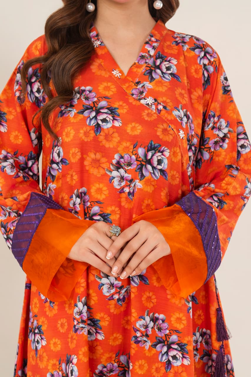 Golden Saffron, Khaddar 3 Pc Unstiched Air Jet Quality.