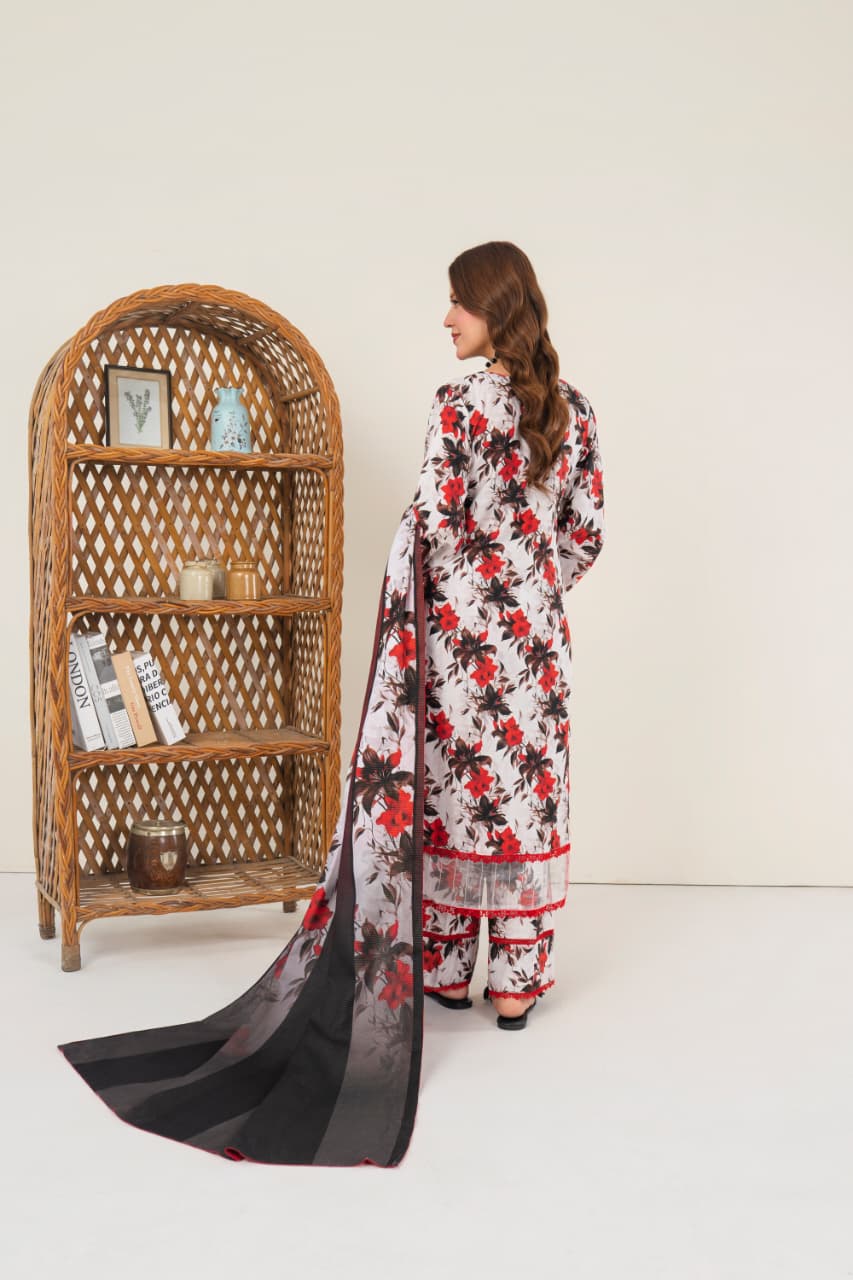 Mystic White Khaddar 3 Pc Unstitched Air Jet Quality.