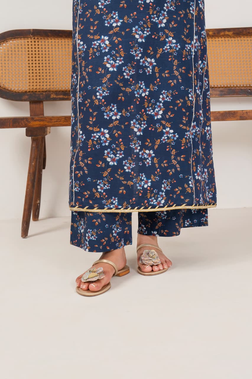 Aurora Blue, Khaddar 3 Pc Unstitched Air Jet Quality.