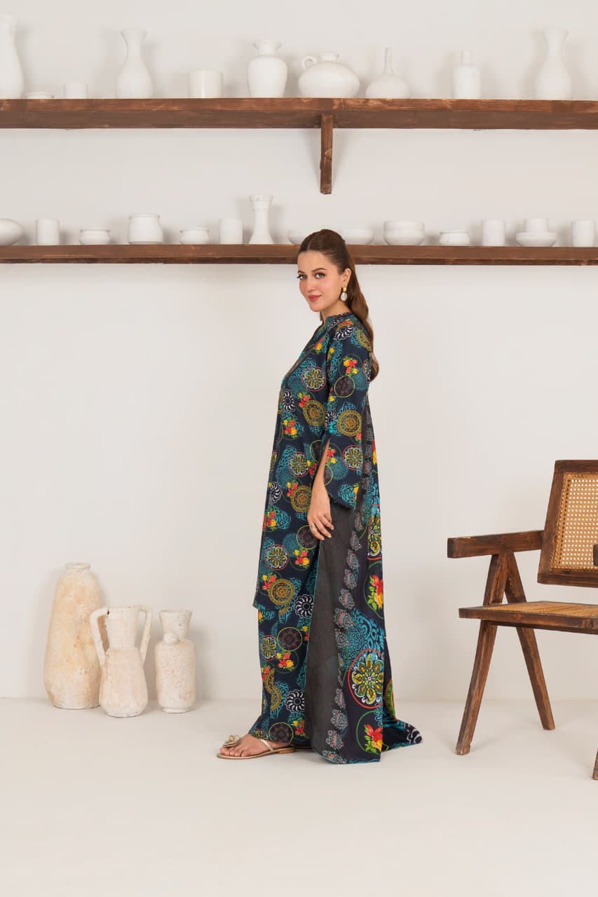 Blue Serenity, Khaddar 3 Pc Unstitched Air Jet Quality.