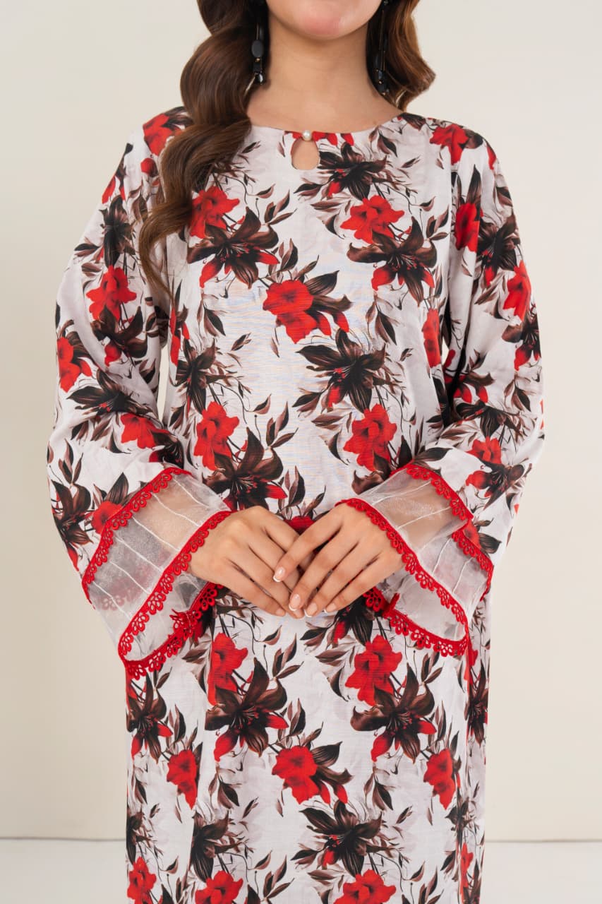 Mystic White Khaddar 3 Pc Unstitched Air Jet Quality.