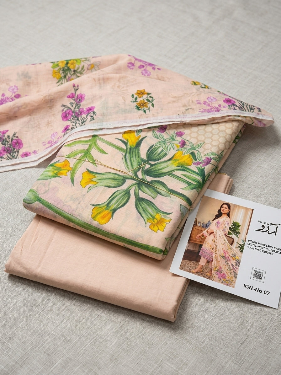 Printed Lawn 3-Pc (ROSE)