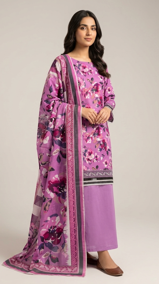 Printed lawn 3-Piece unstitched