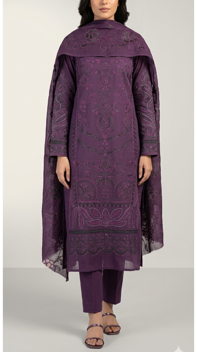 Embroidered Lawn 3-pcs unstitched