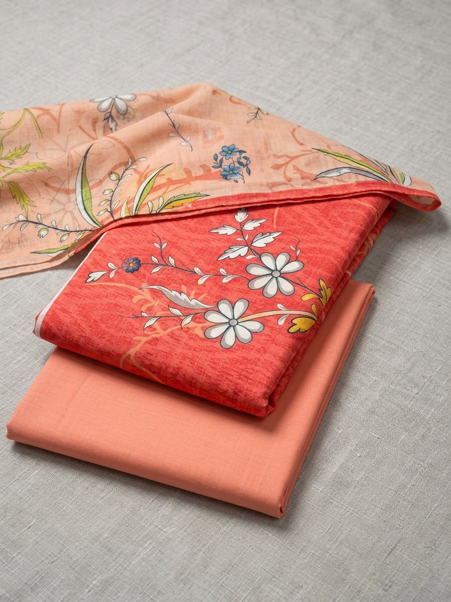 Printed Lawn 3-Pc (CORAL)