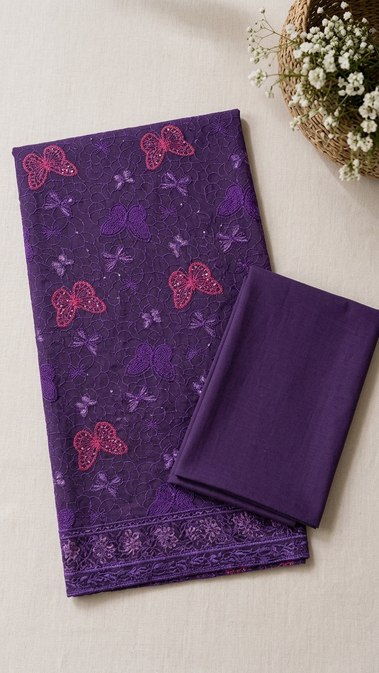 Chicken Kari Embroidered Lawn 2-Pc (LAVENDER)