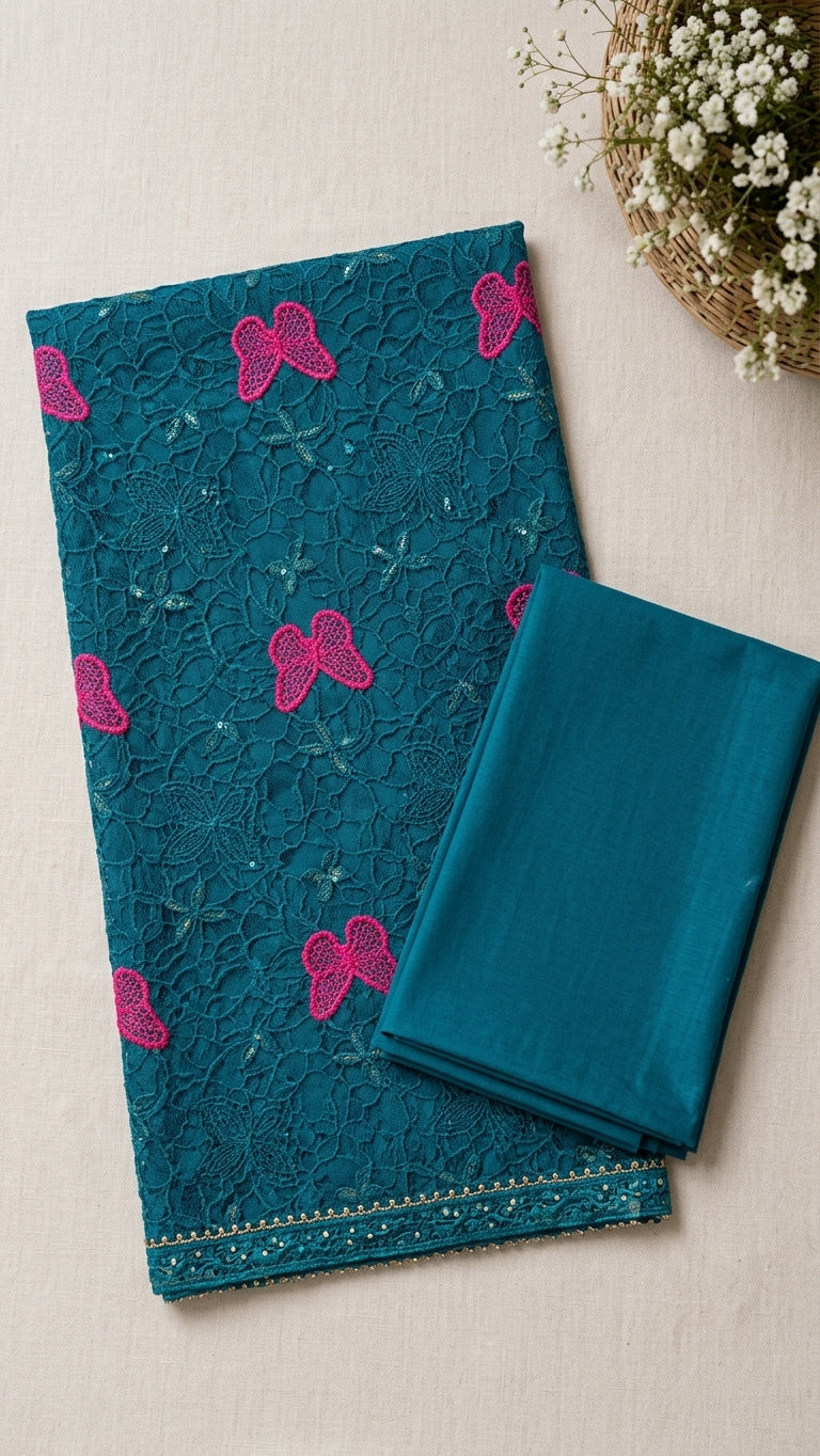 Chicken Kari Embroidered Lawn 2-Pc (DEEPBLUE)