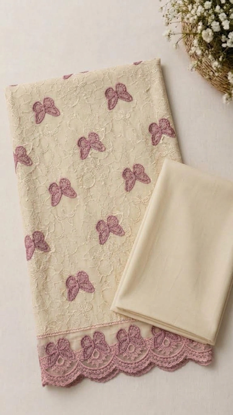 Chicken Kari Embroidered Lawn 2-Pc (IVORY)