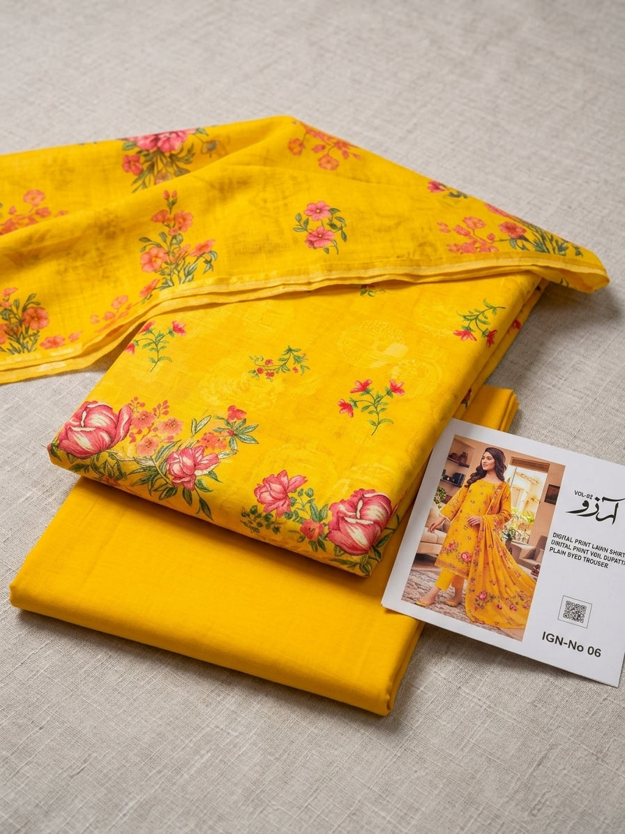 Printed Lawn 3-Pc (CANARY)
