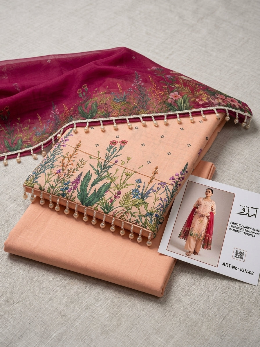 Printed Lawn 3-Pc (PINK)