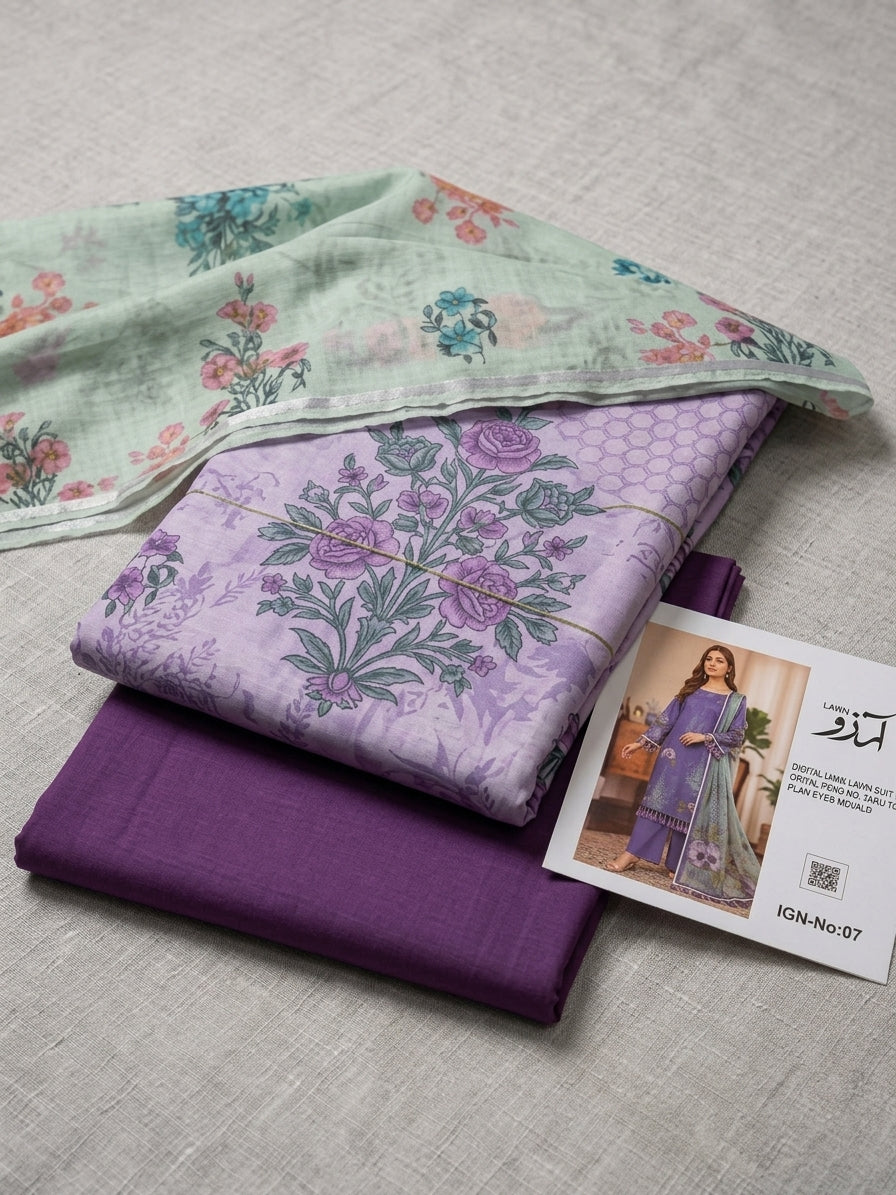 Printed Lawn 3-Pc (BLUE)