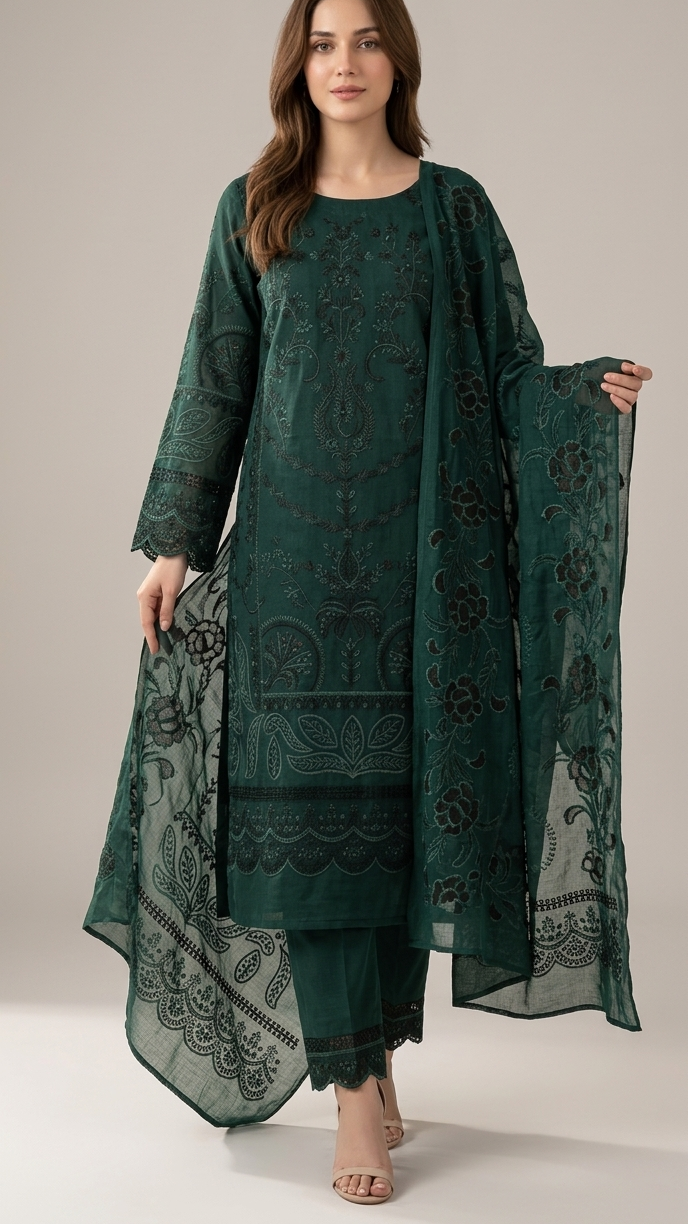 Embroidered Lawn 3-pcs unstitched