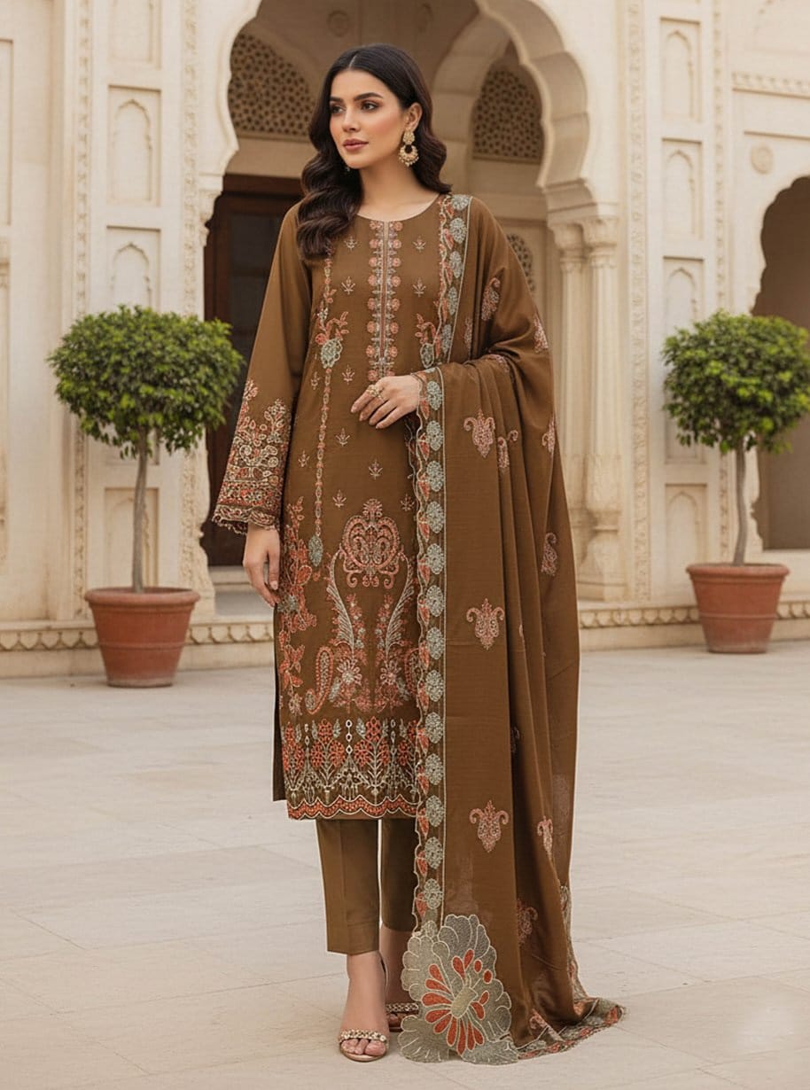 Bronze Whisper , Banadora wool 2 head Embroidered 3 Pcs.