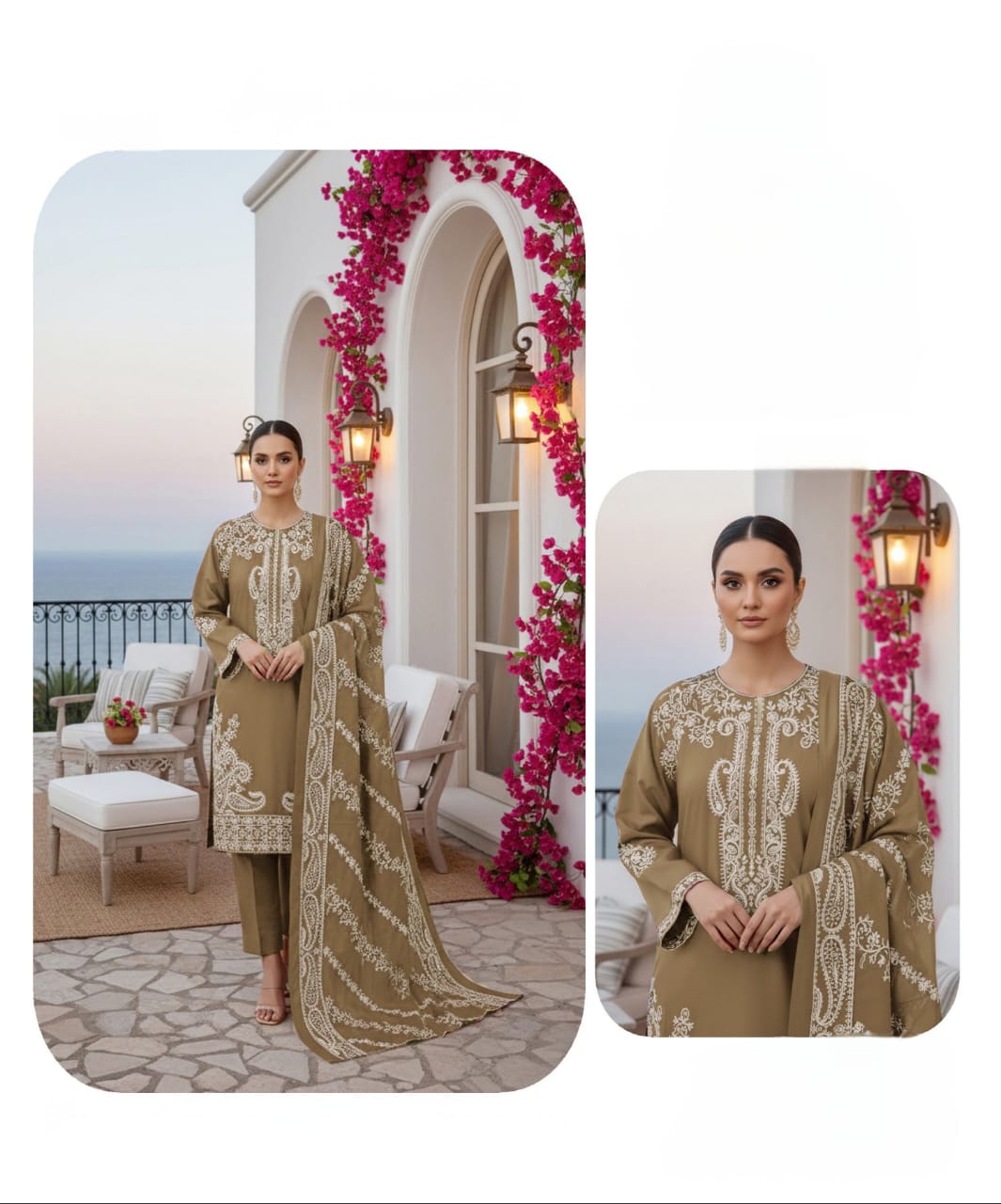 Dessert Glow, Chamki Wool 2 Head Embroidered 3 pcs