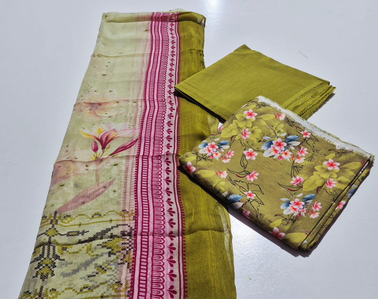 Classic Olive , Viscose chamki 3 pcs