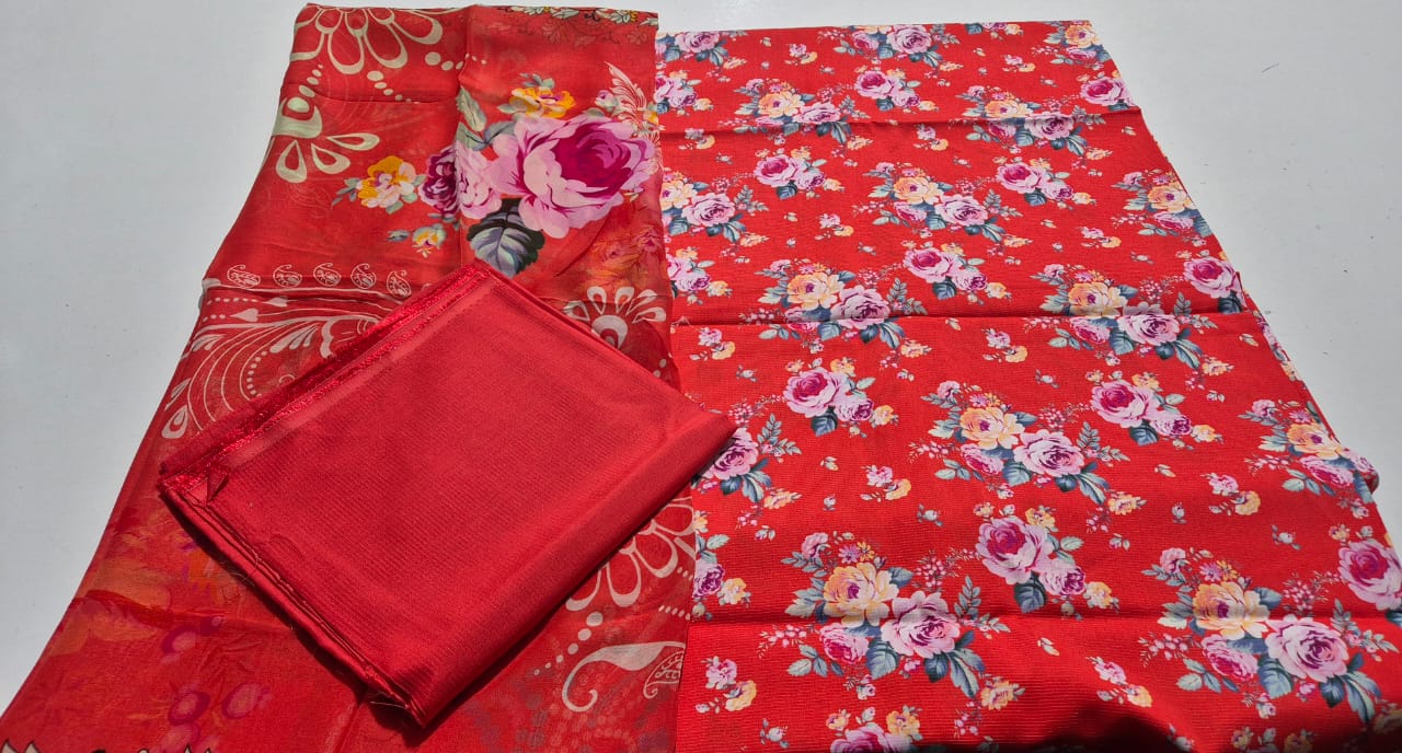 Red Flames , Viscose chamki 3 pcs