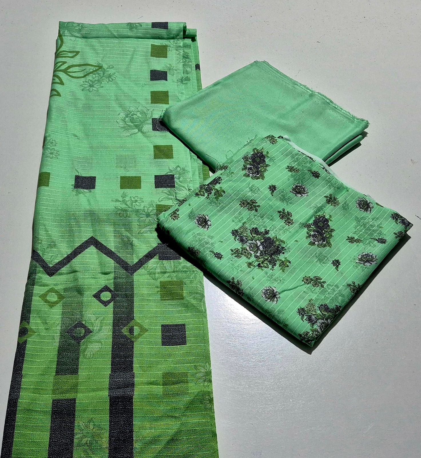 Neon Green, Dhanak Banadoriya Jacquard 3 pcs