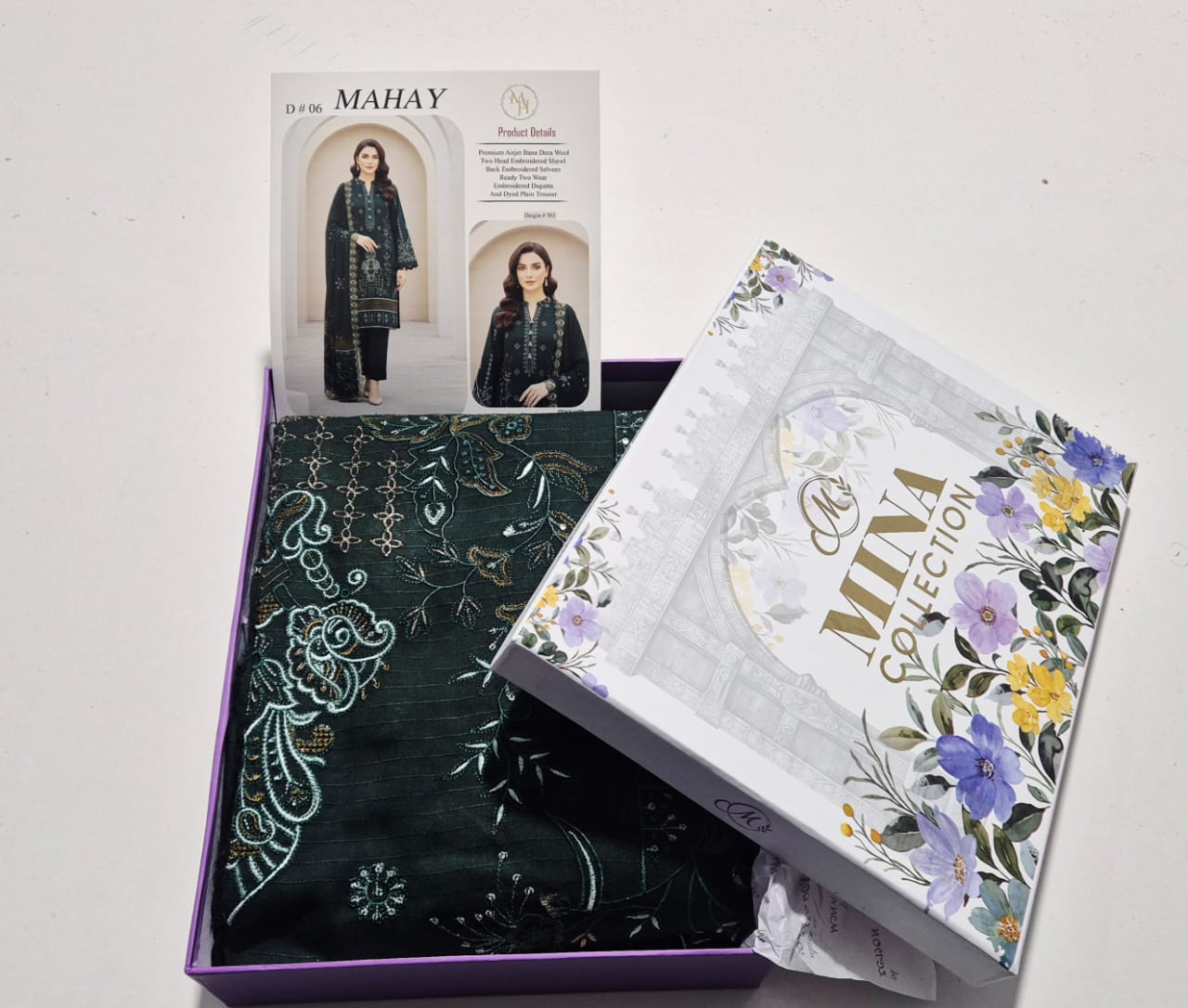 Cactus Green, Banadora Wool 2 head Embroidered3 pcs