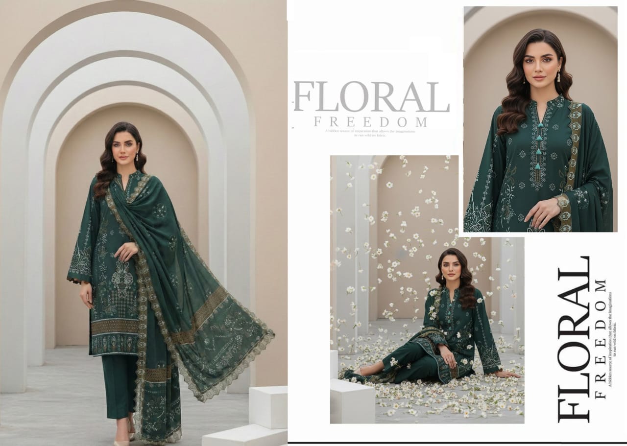 Cactus Green, Banadora Wool 2 head Embroidered3 pcs