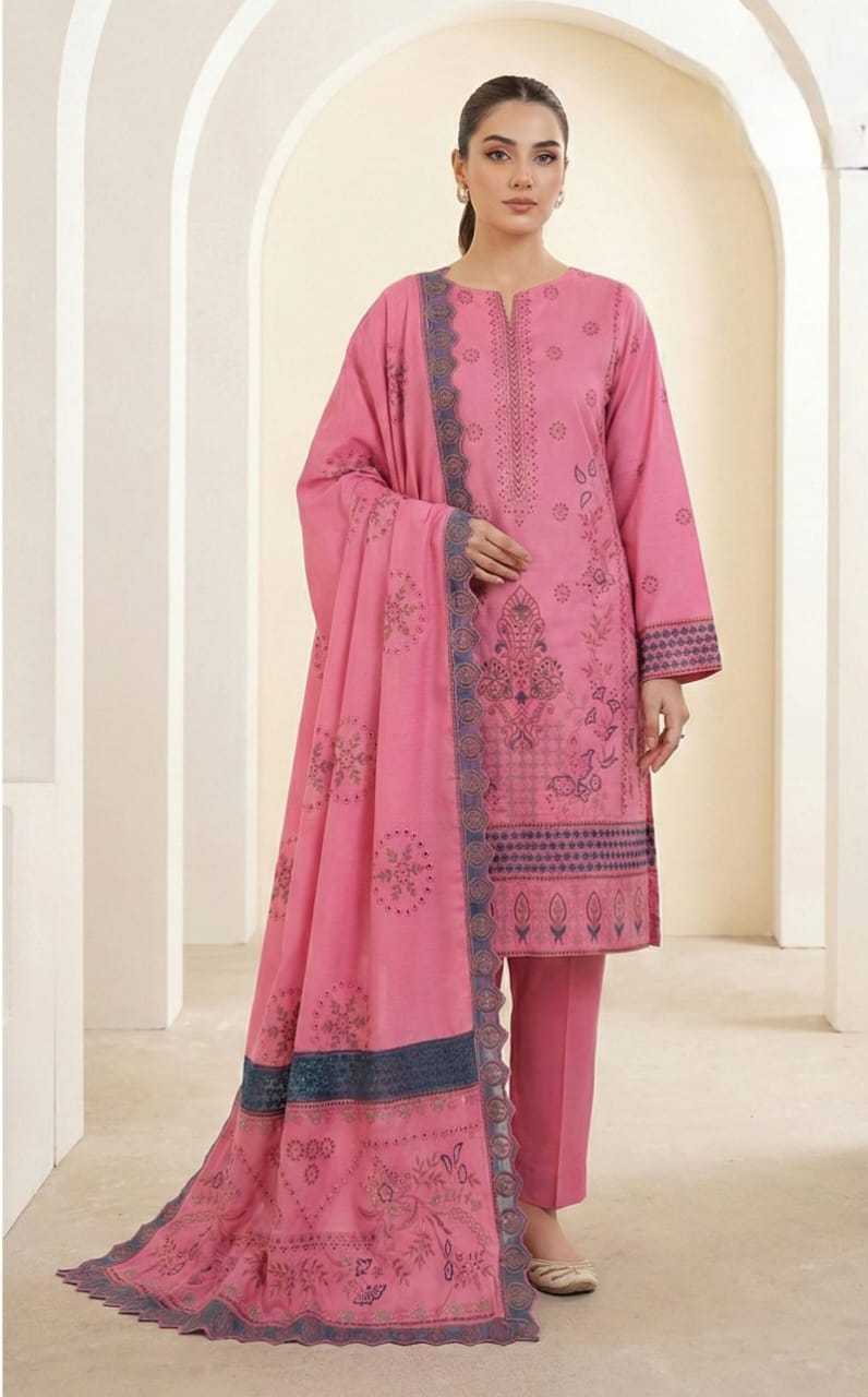 Mauve Pink, Banadora Wool 2 head Embroidered 3 pcs