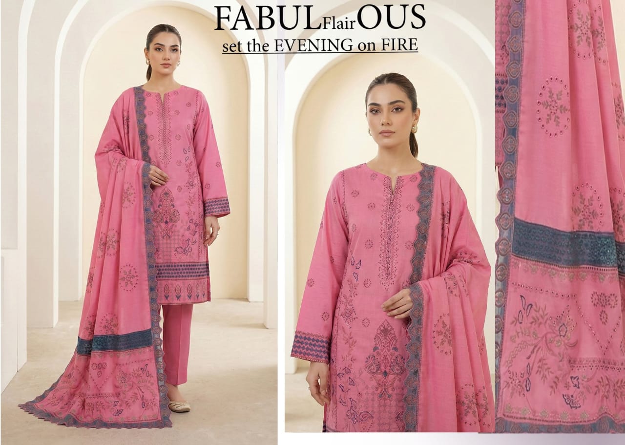 Mauve Pink, Banadora Wool 2 head Embroidered 3 pcs