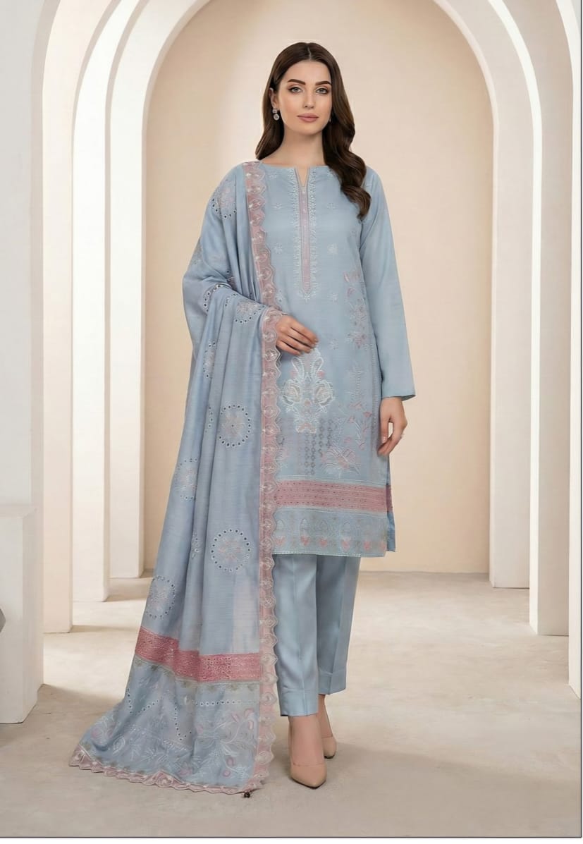 Laveneder Blue,  Banadora Wool 2 head Embroidered 3 pcs