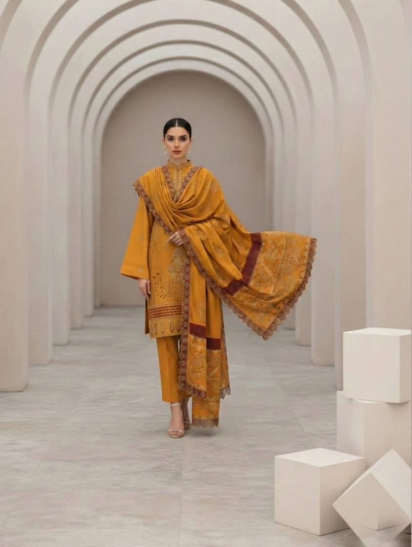 Saffron Blaze, Banadora Wool 2 head Embroidered 3 pcs