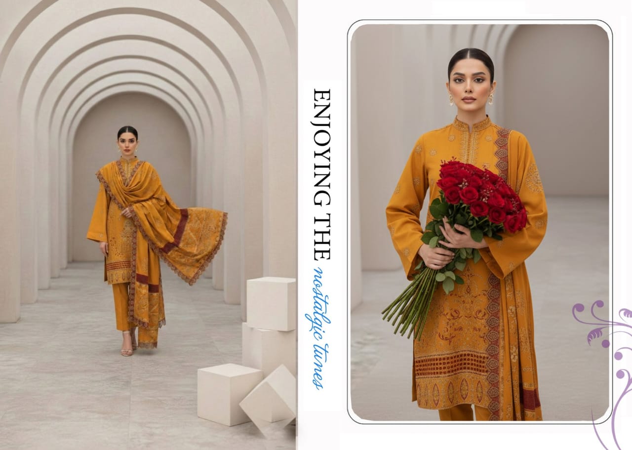 Saffron Blaze, Banadora Wool 2 head Embroidered 3 pcs