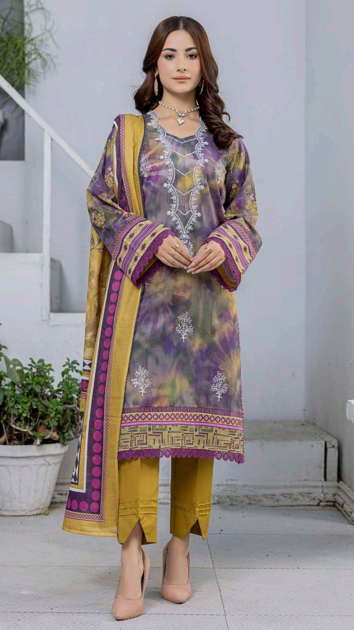 Print Embroidery Lawn 3-Piece unstitched