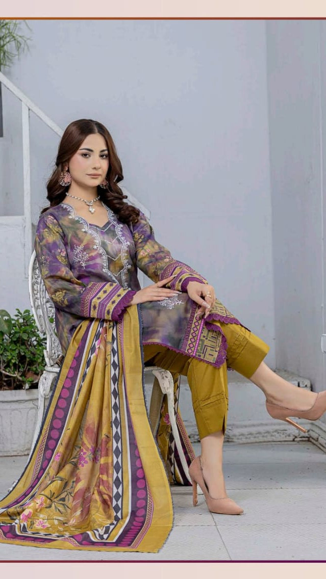 Print Embroidery Lawn 3-Piece unstitched