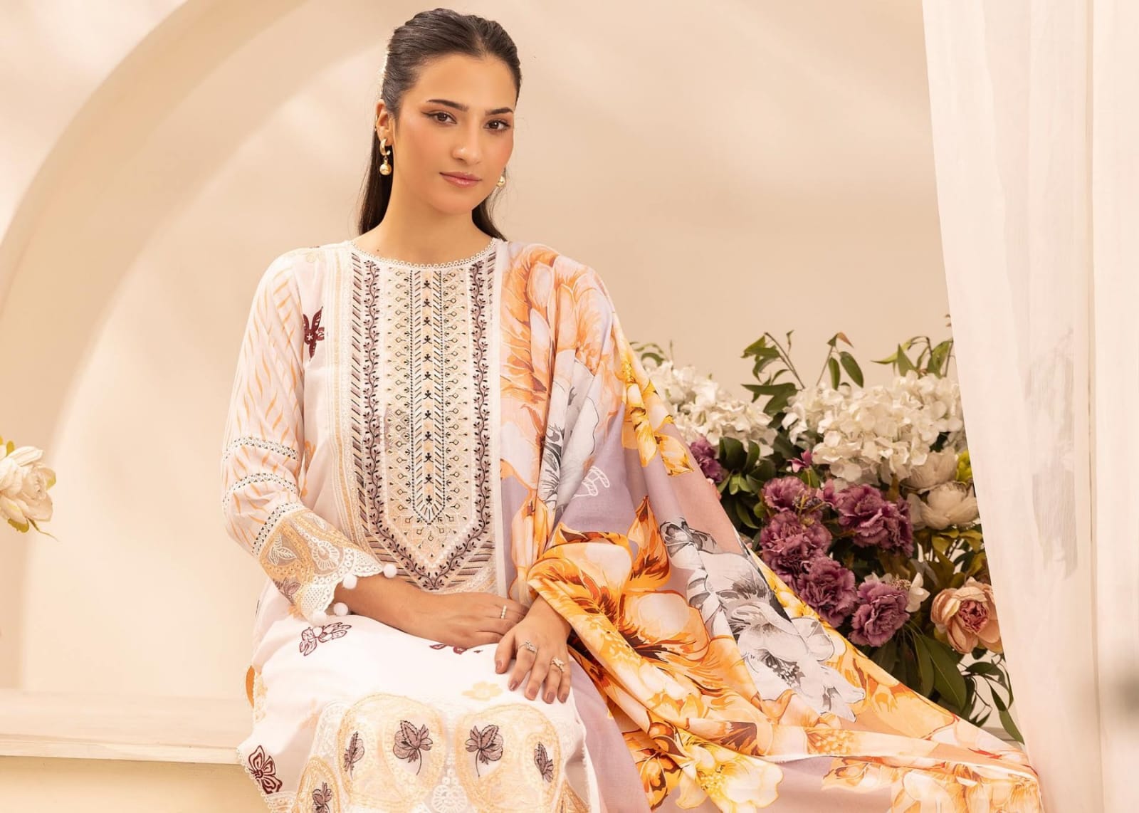 Embroidered lawn 3-Piece unstitched