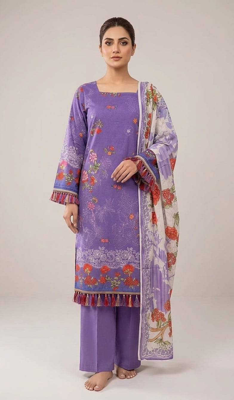 Printed Lawn 3-Pc (LAVENDER)