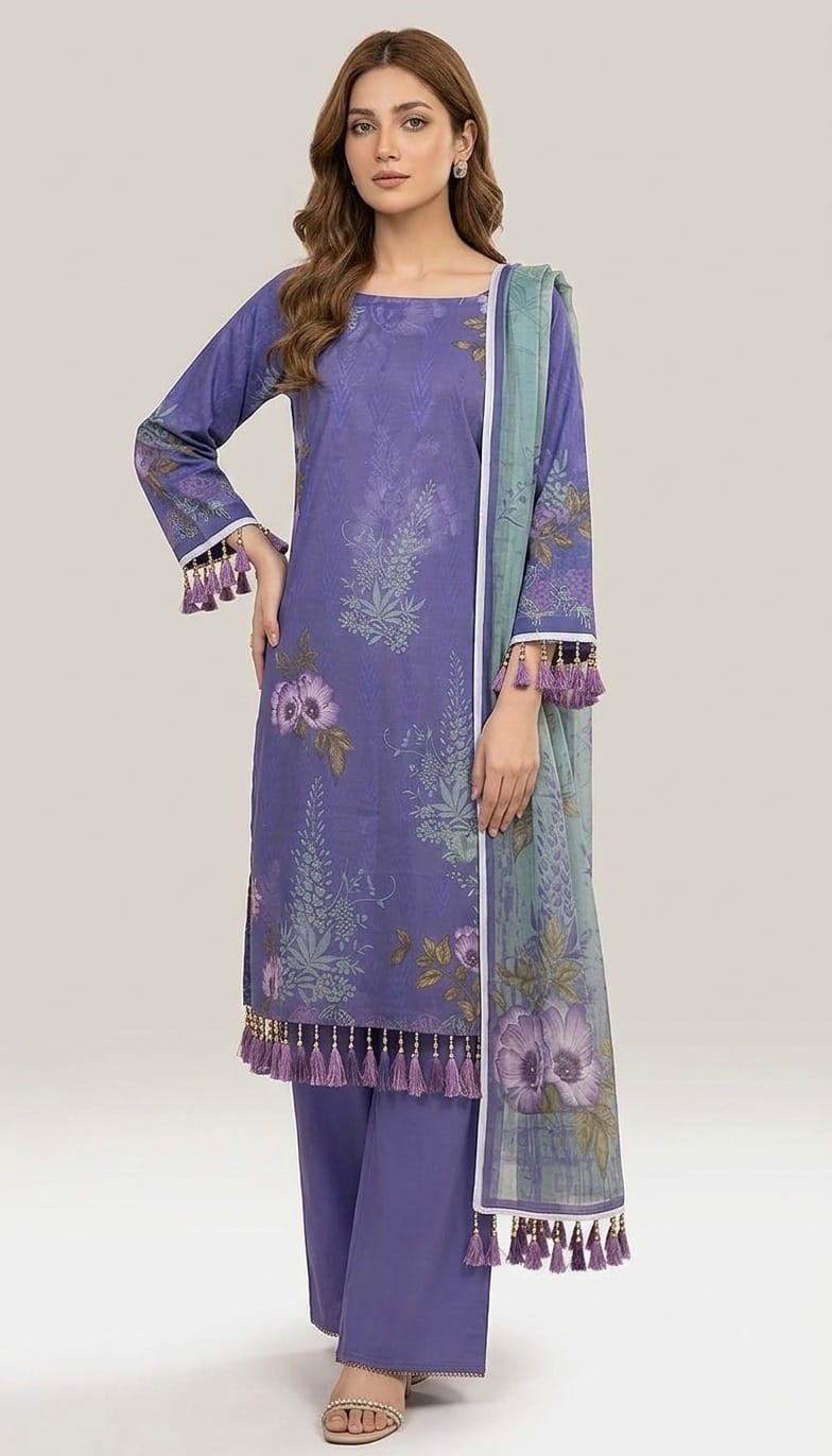 Printed Lawn 3-Pc (BLUE)