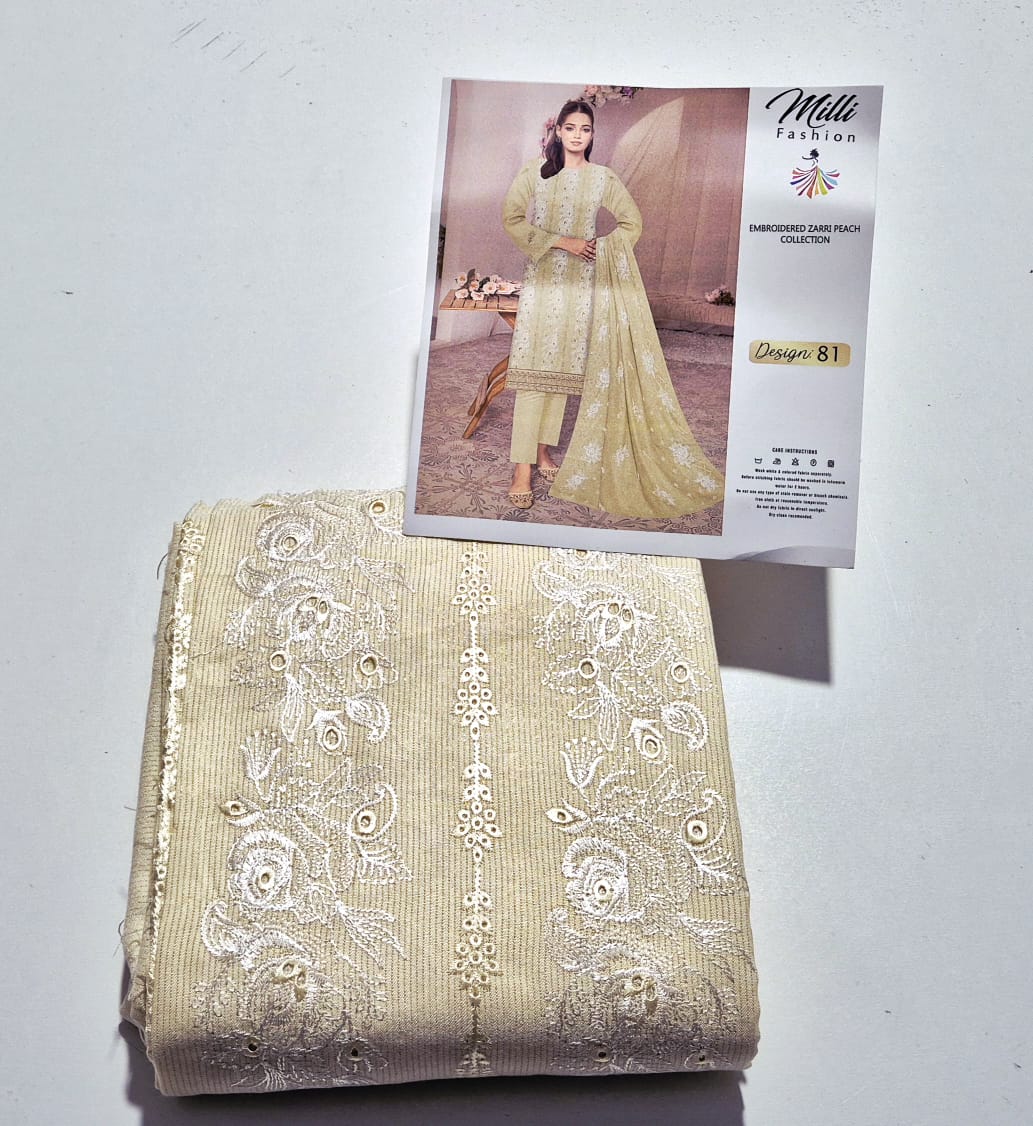 Arabica,Embroidered Peach Wool chamki 3pcs.