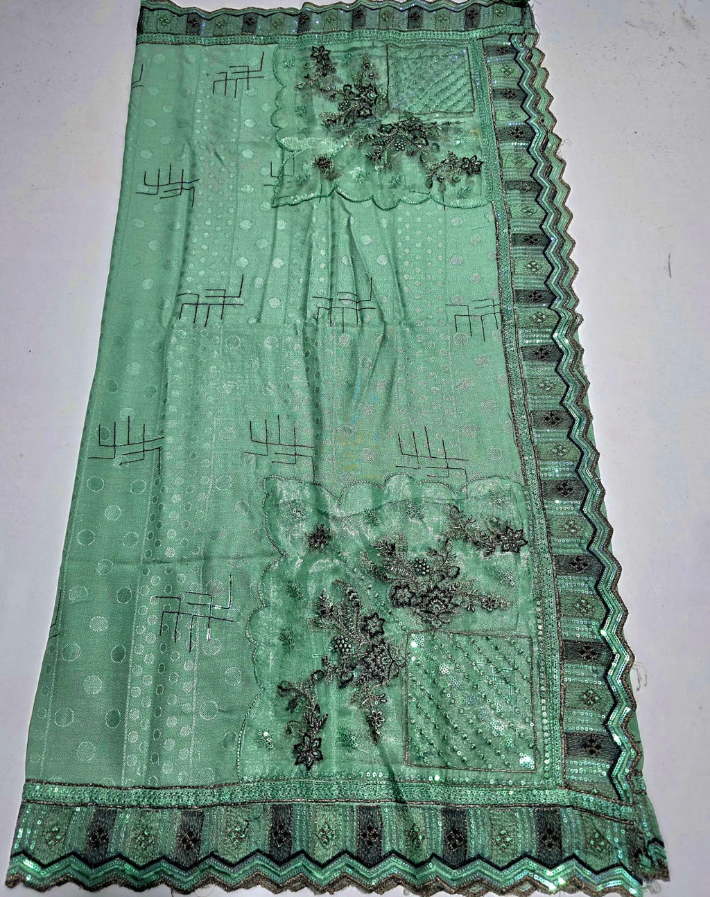 Spring Green, Dhanak embroidered 3 pcs