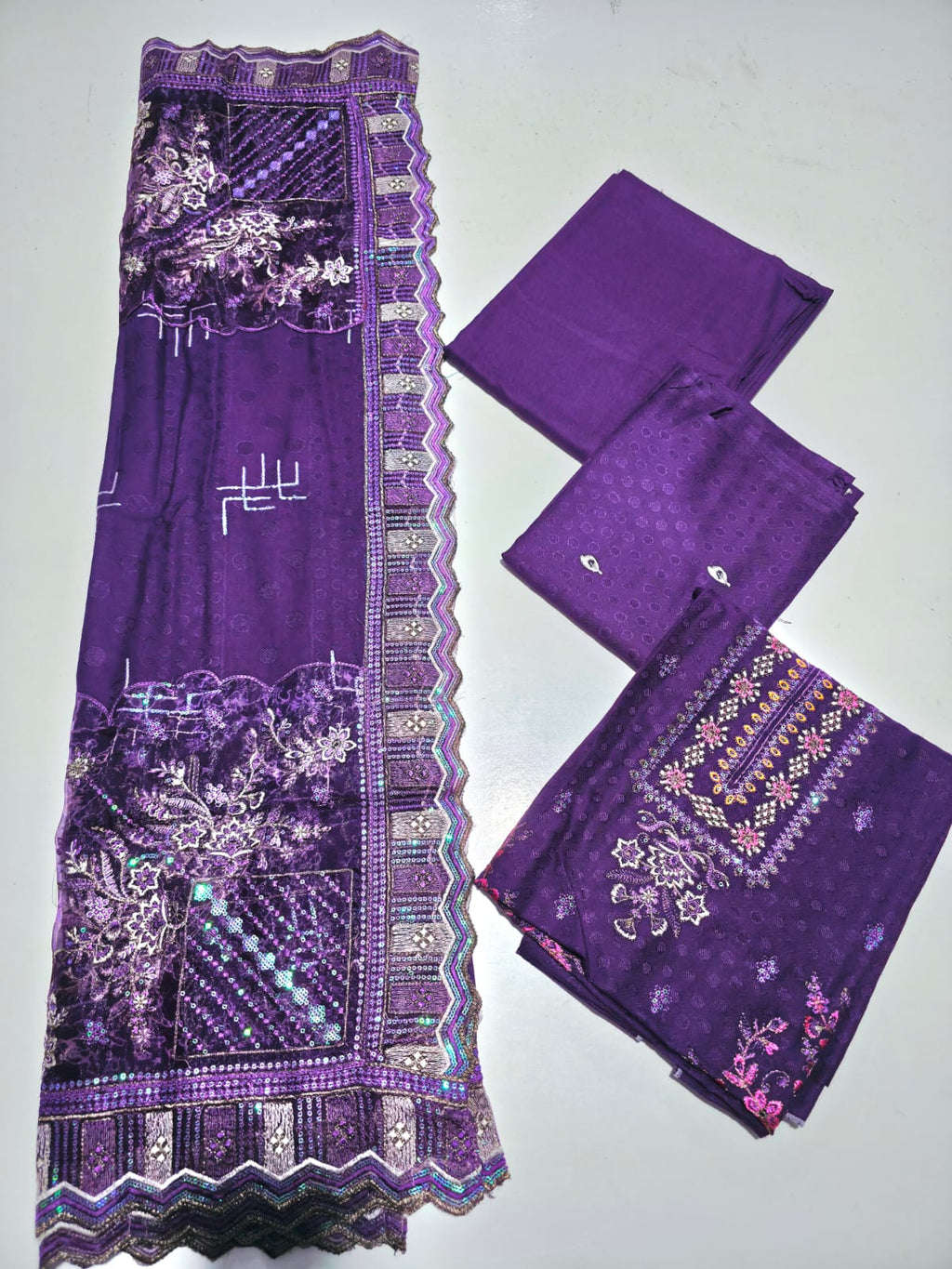 Wisteria, Dhanak Embroidered 3 pcs