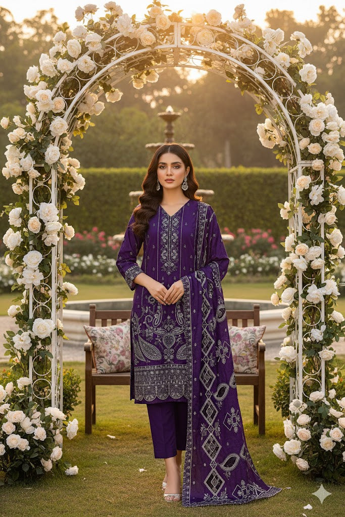 Tyrian purple, dhanak embroidered vol.001