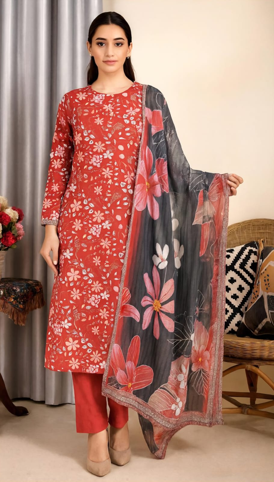 karandi 3 pcs unstitched printed