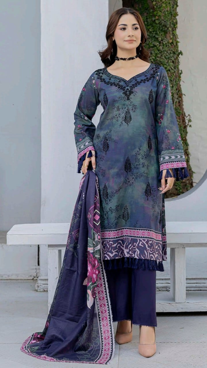 Print Embroidery Lawn 3-Piece unstitched