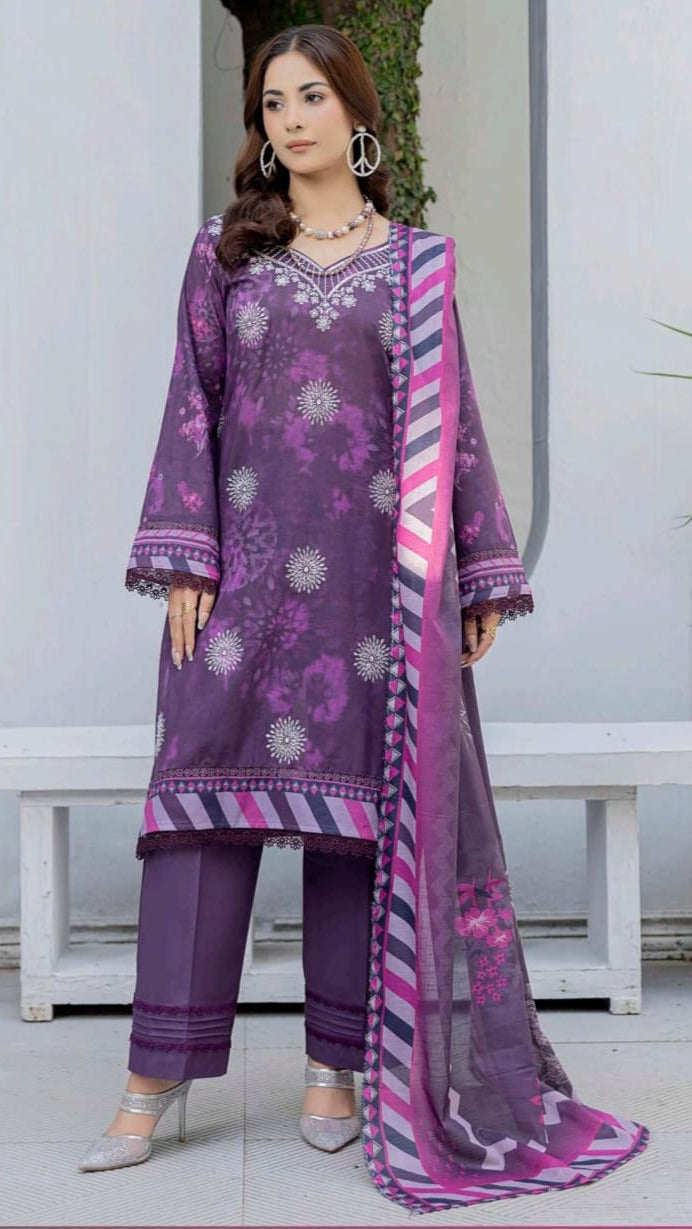 Print Embroidery Lawn 3-Piece unstitched