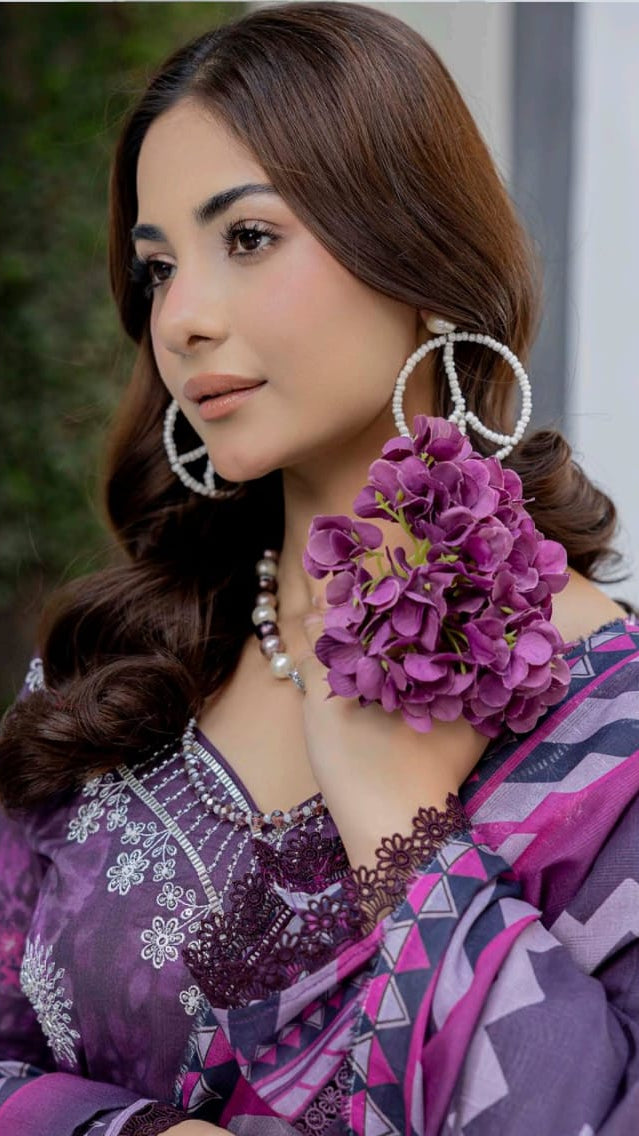 Print Embroidery Lawn 3-Piece unstitched